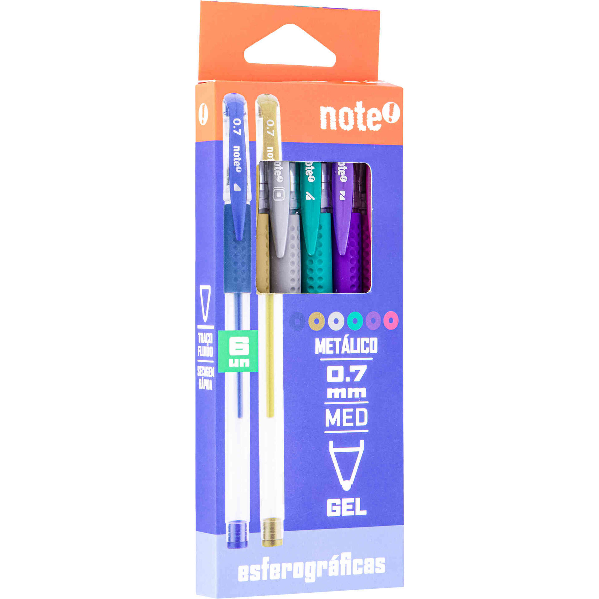 Conjunto 6 Canetas de Tinta Gel Met&aacute;licas Note!