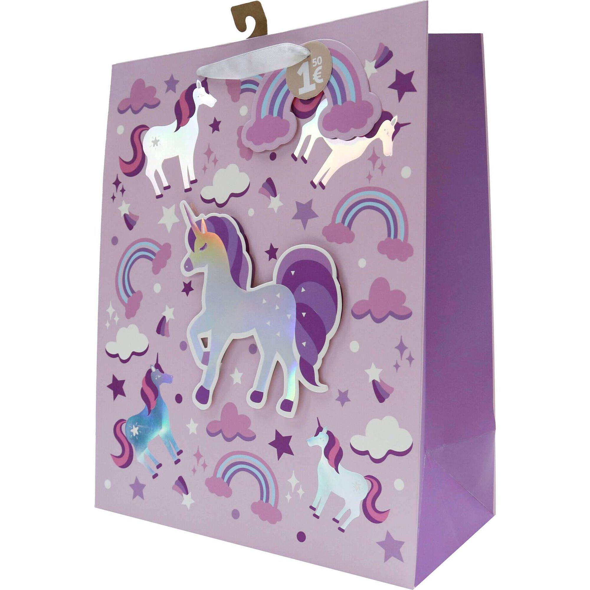 Saco para Presentes Unic&oacute;rnio 3D 35x28x14cm