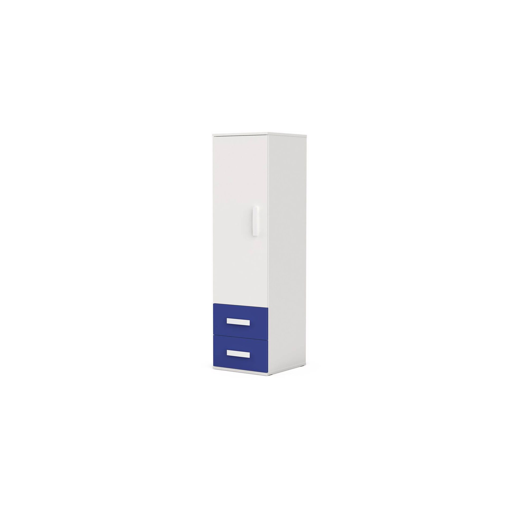 Roupeiro com 1 Porta e 2 Gavetas 50x55x180cm Branco e Azul Play