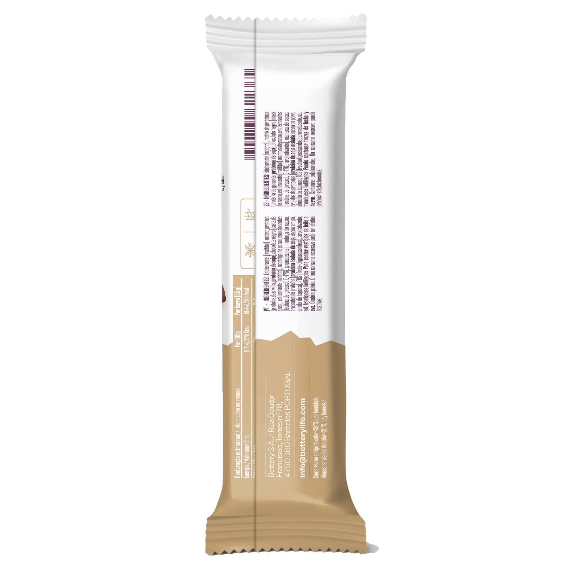 Barra Proteína Vegetal Chocolate Negro de Framboesa Zero sem Glúten