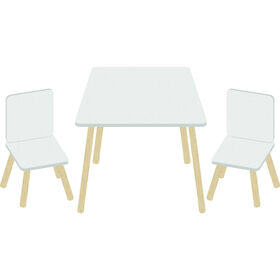 Conjunto Mesa e 2 Cadeiras Madeira Branco