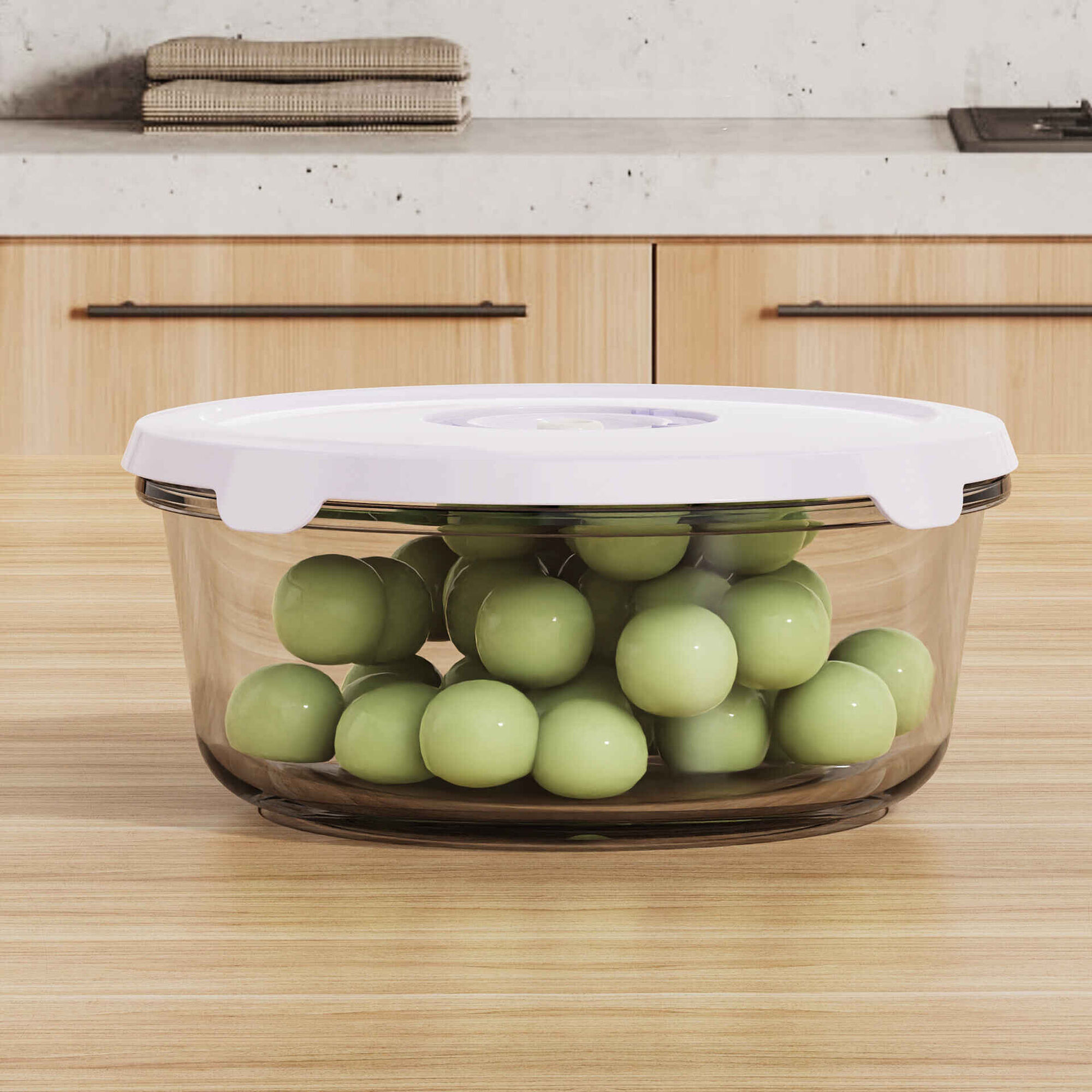 Caixa Vidro Redonda 930ml com Vácuo Caixa Vidro Redonda 930ml com Vácuo