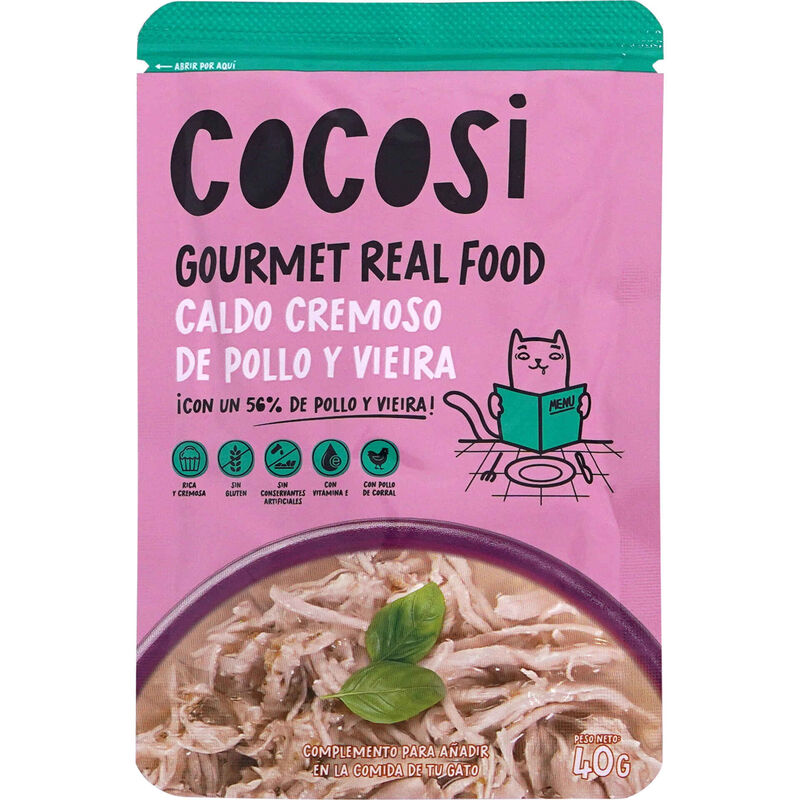 Comida Húmida para Gato Caldo de Frango e Vieiras Cocosi