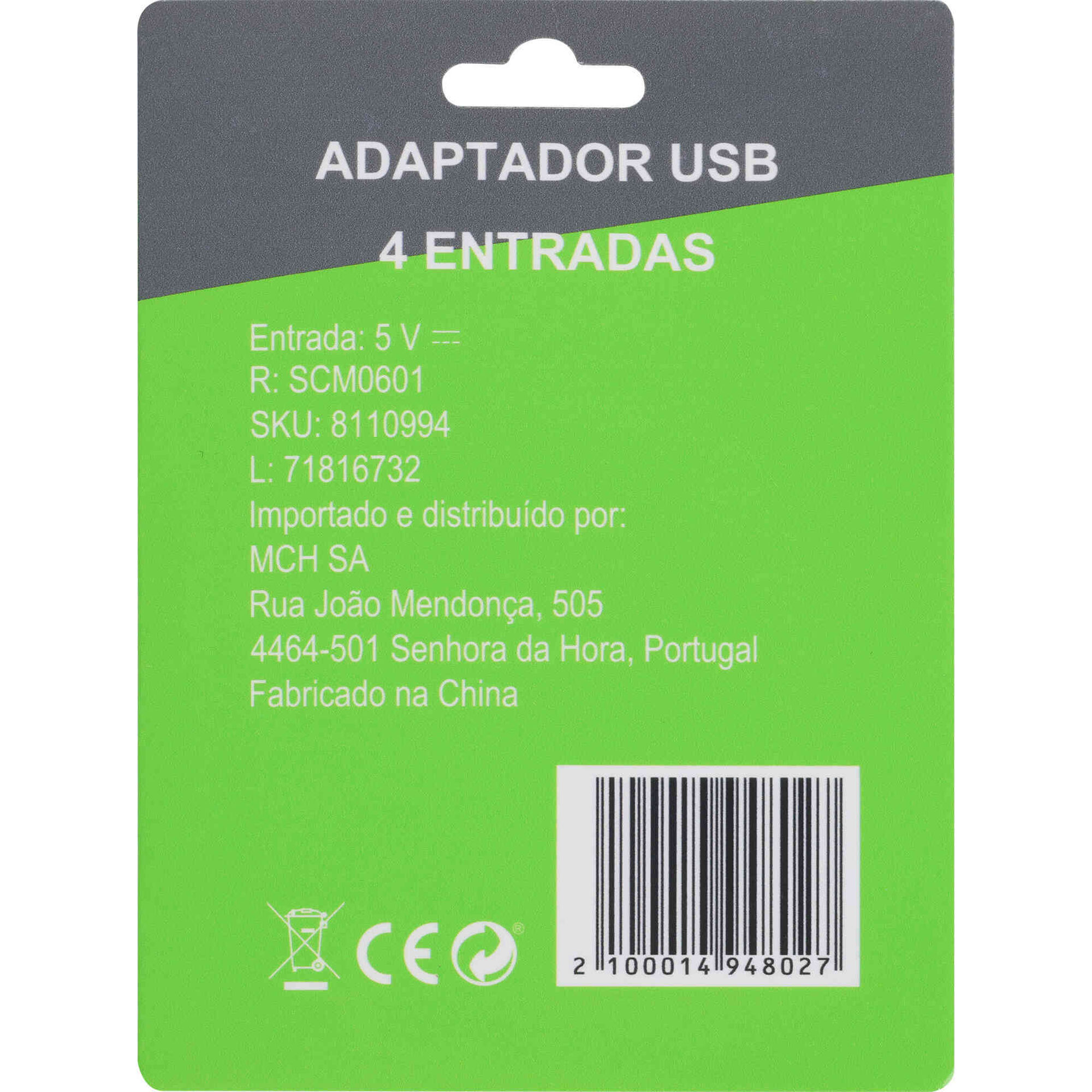 Adaptador com 4 Entradas USB Mate&nbsp;