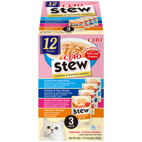 Snack para Gato Stew Frango, Atum, Salm&atilde;o e Vieira Ciao