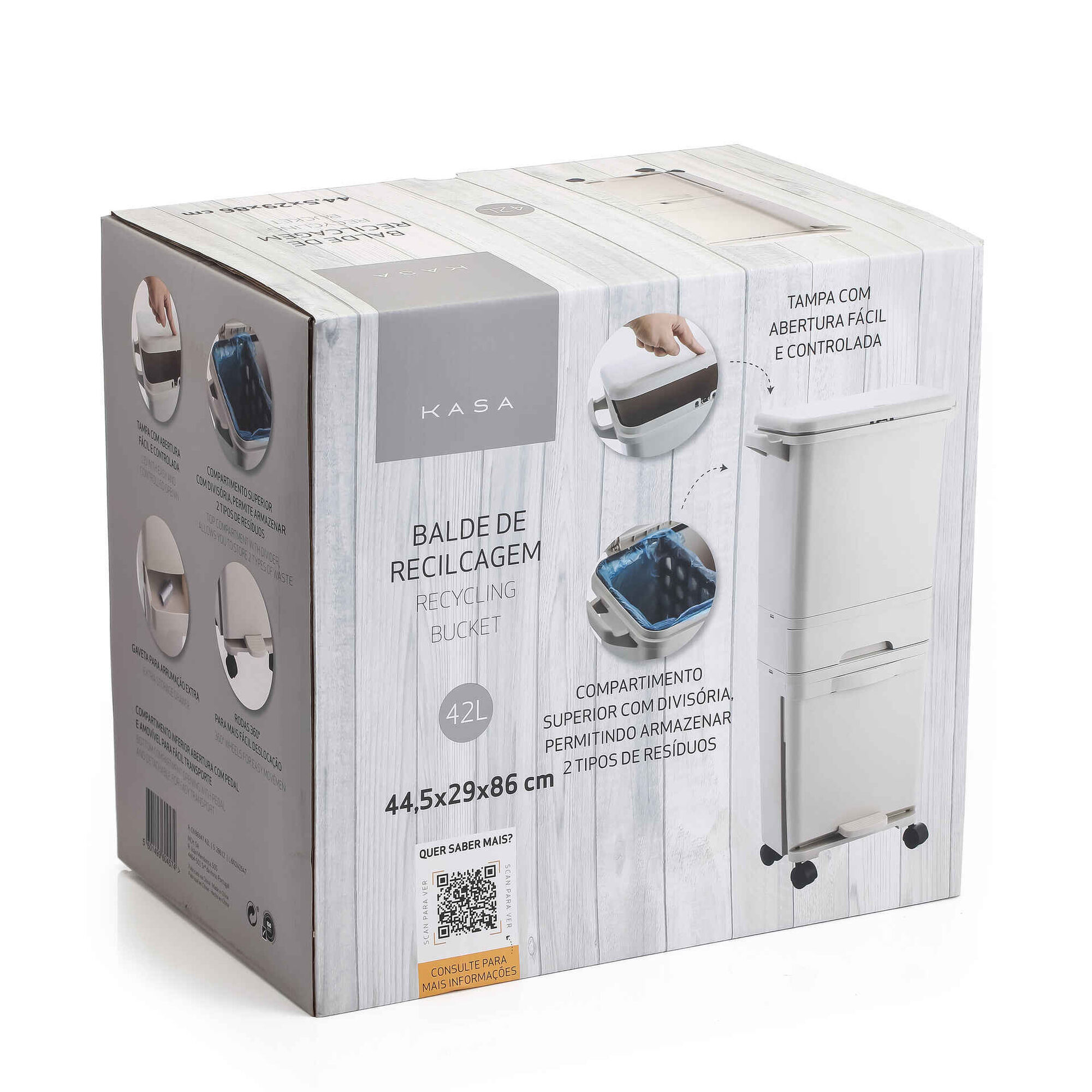 Balde Reciclagem Vertical 42L