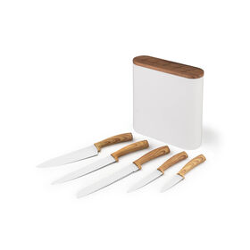 Conjunto 5 Facas com Suporte Branco Conjunto 5 Facas com Suporte Branco