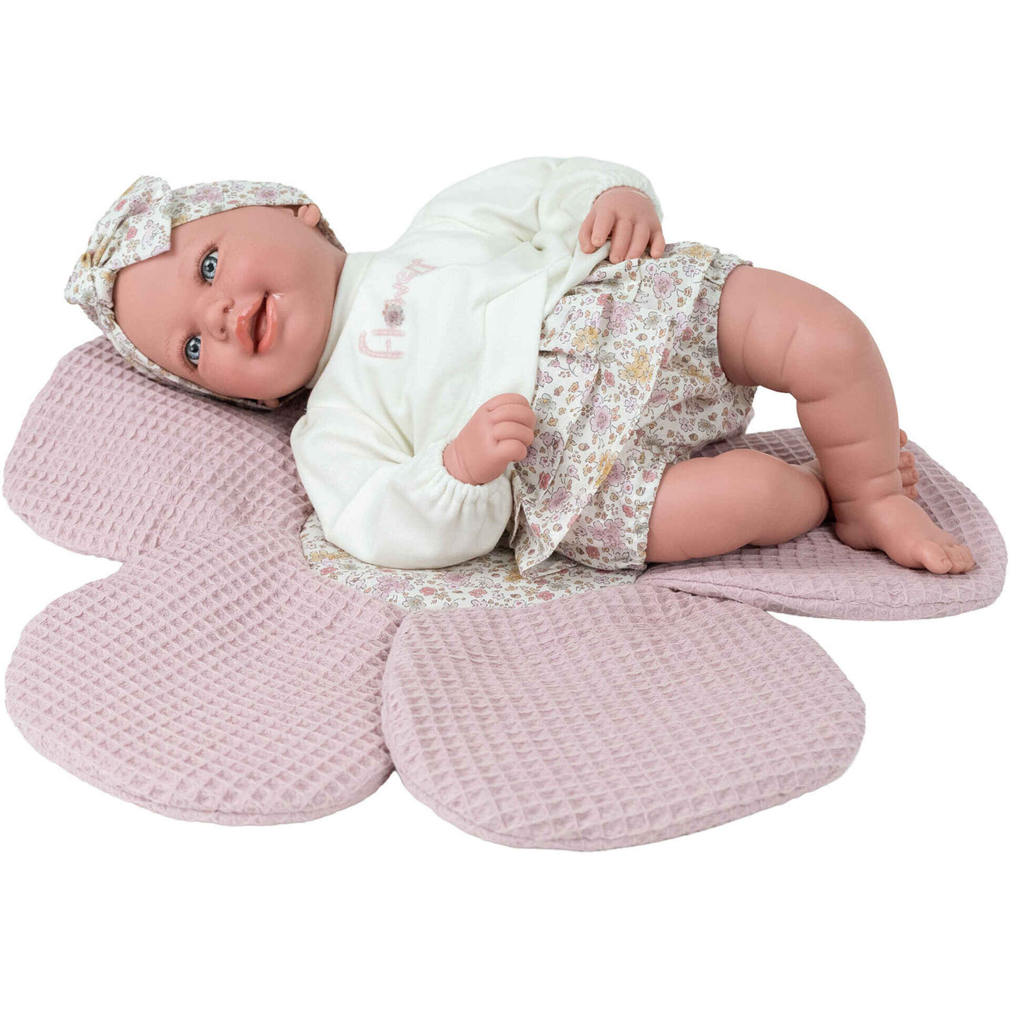 Reborn - Beb&eacute; Elegance Adi Rosa com Manta Flor
