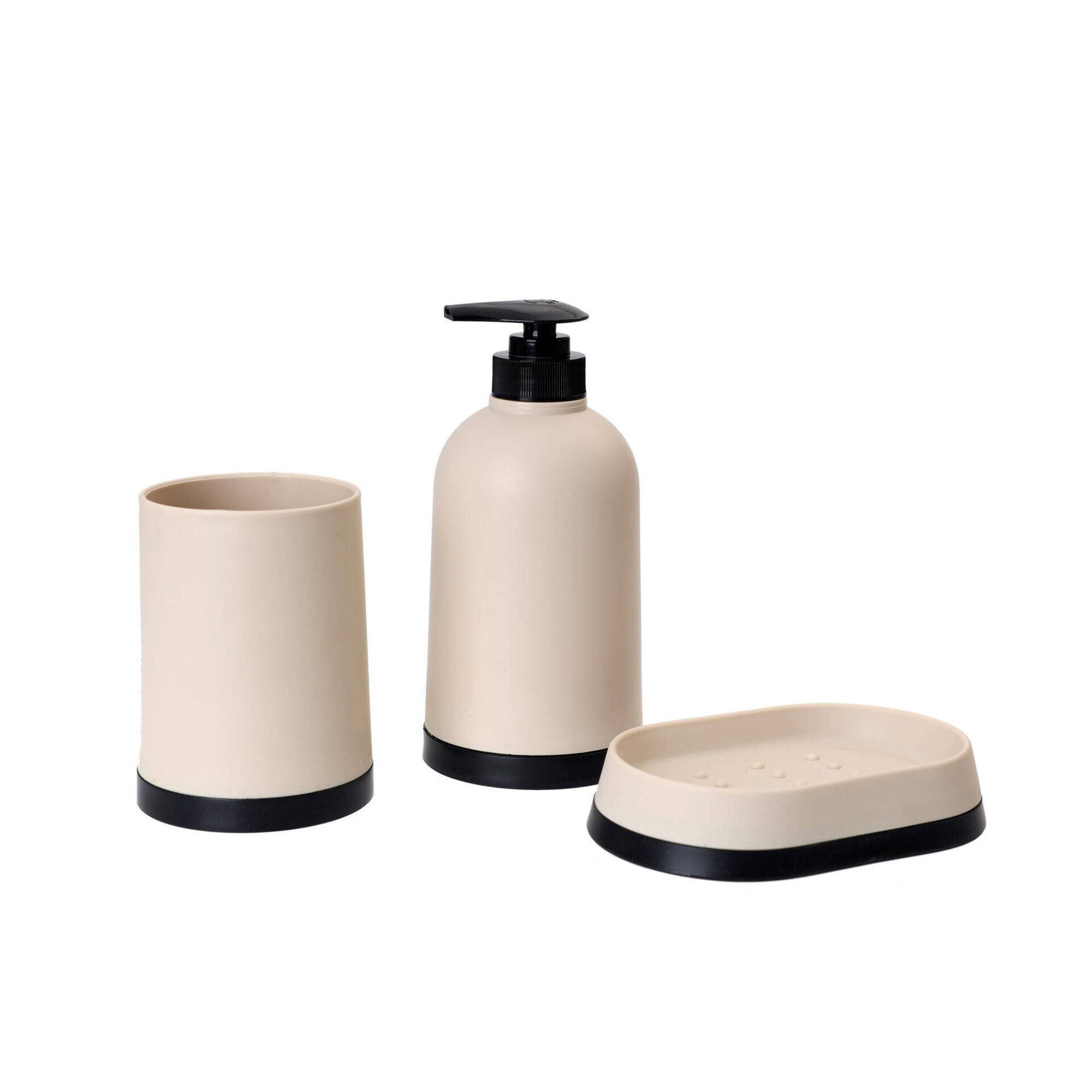 Conjunto de 3 Acessórios Banho Bege