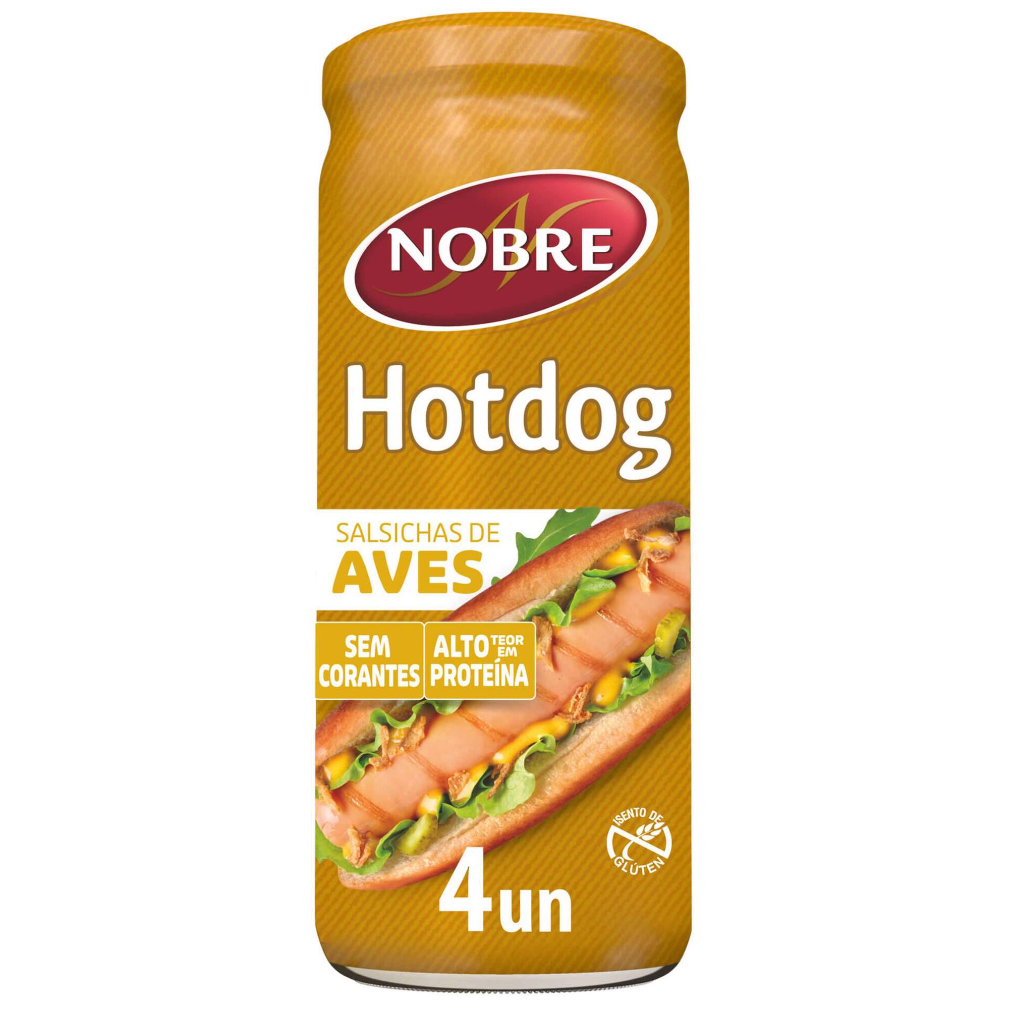 Salsichas de Aves Hot Dog Frasco 4 un sem Glúten