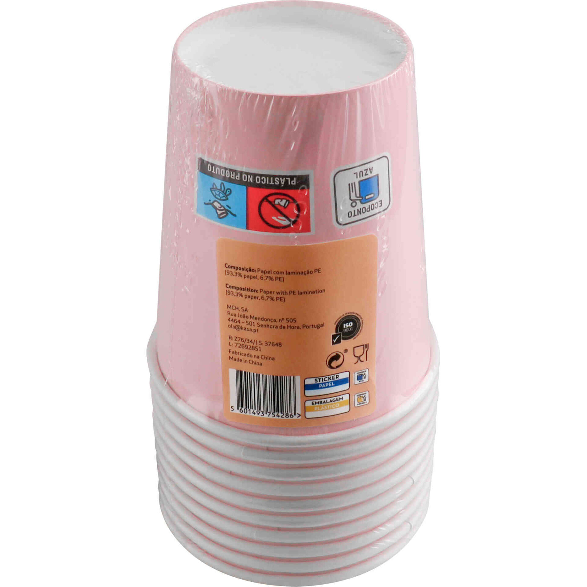 Conjunto 10 Copos Água 240ml Papel Soft Rosa