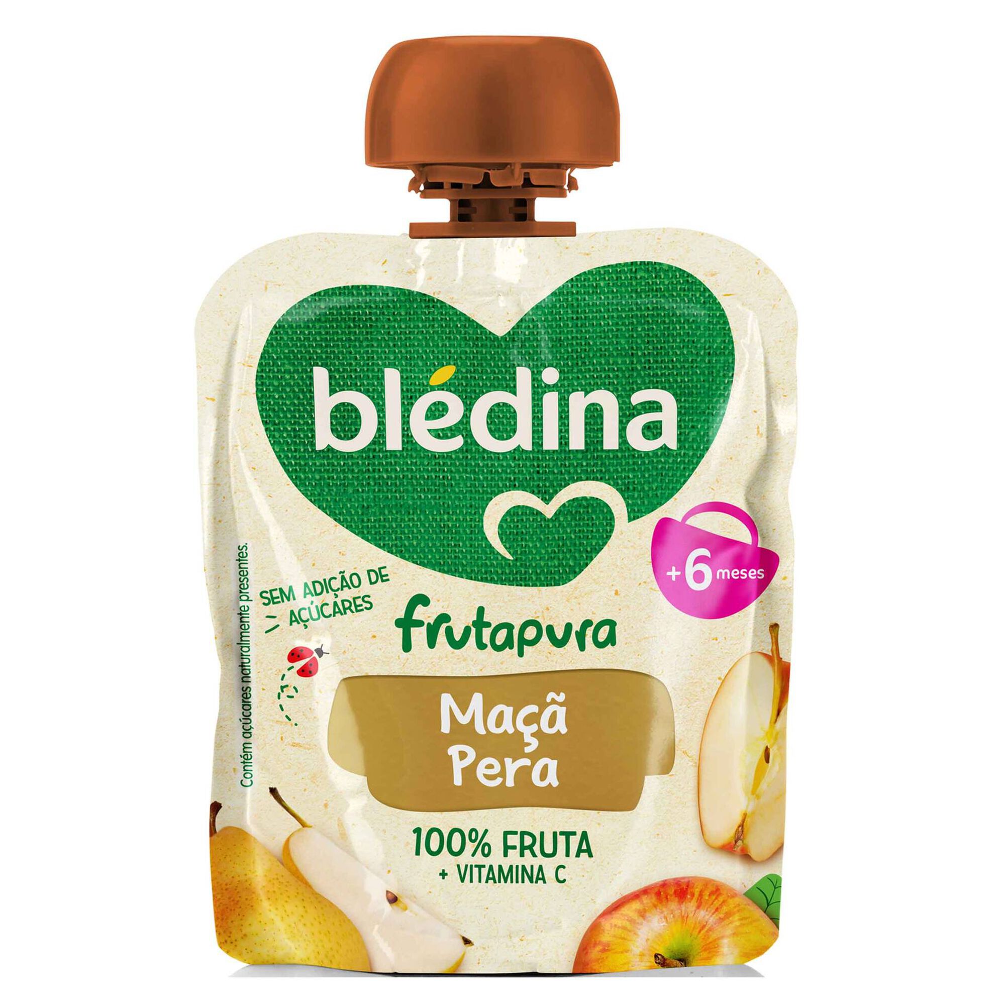 Saqueta de Fruta Maçã e Pera Frutapura +6M