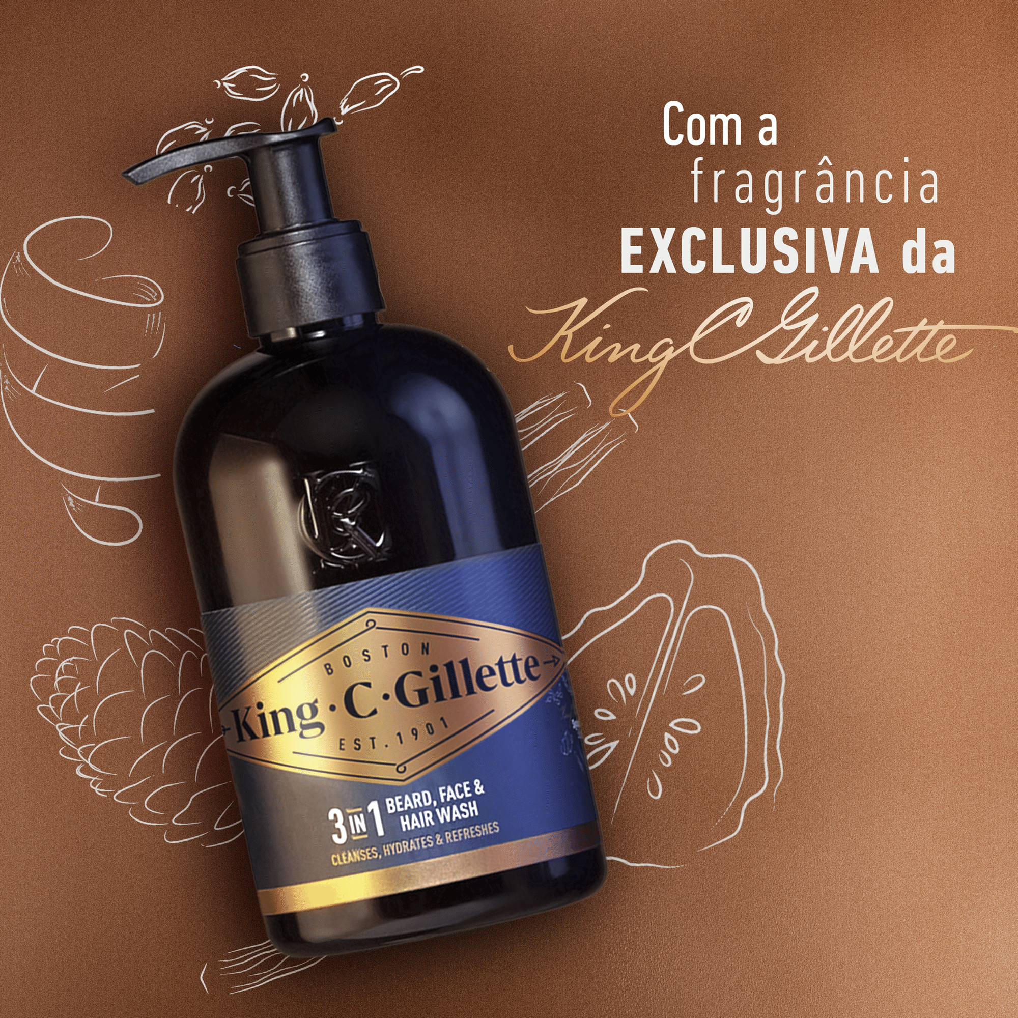 Gel de Limpeza 3 em 1 Gillette King C.
