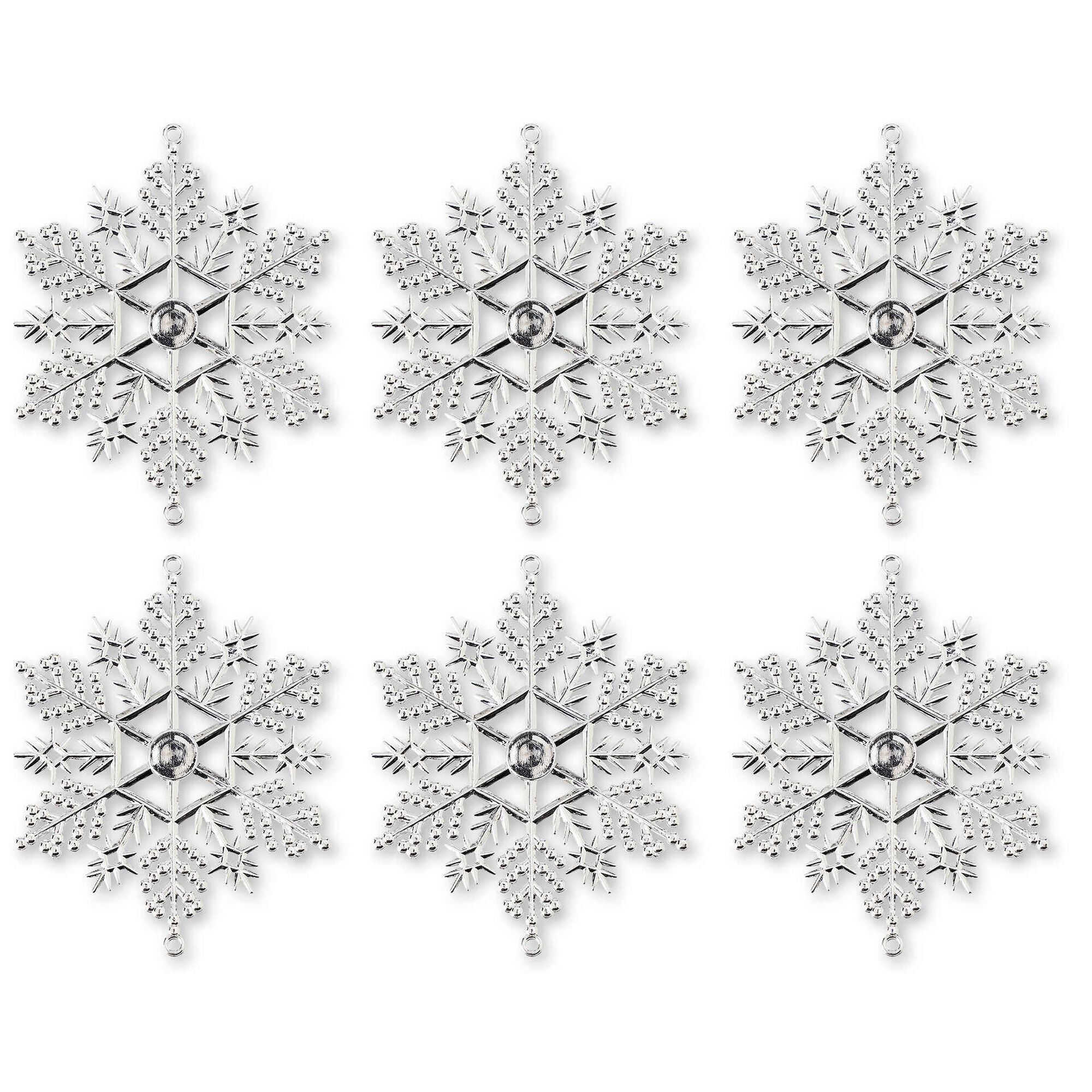 Conjunto 6 Flocos de Neve Prateados