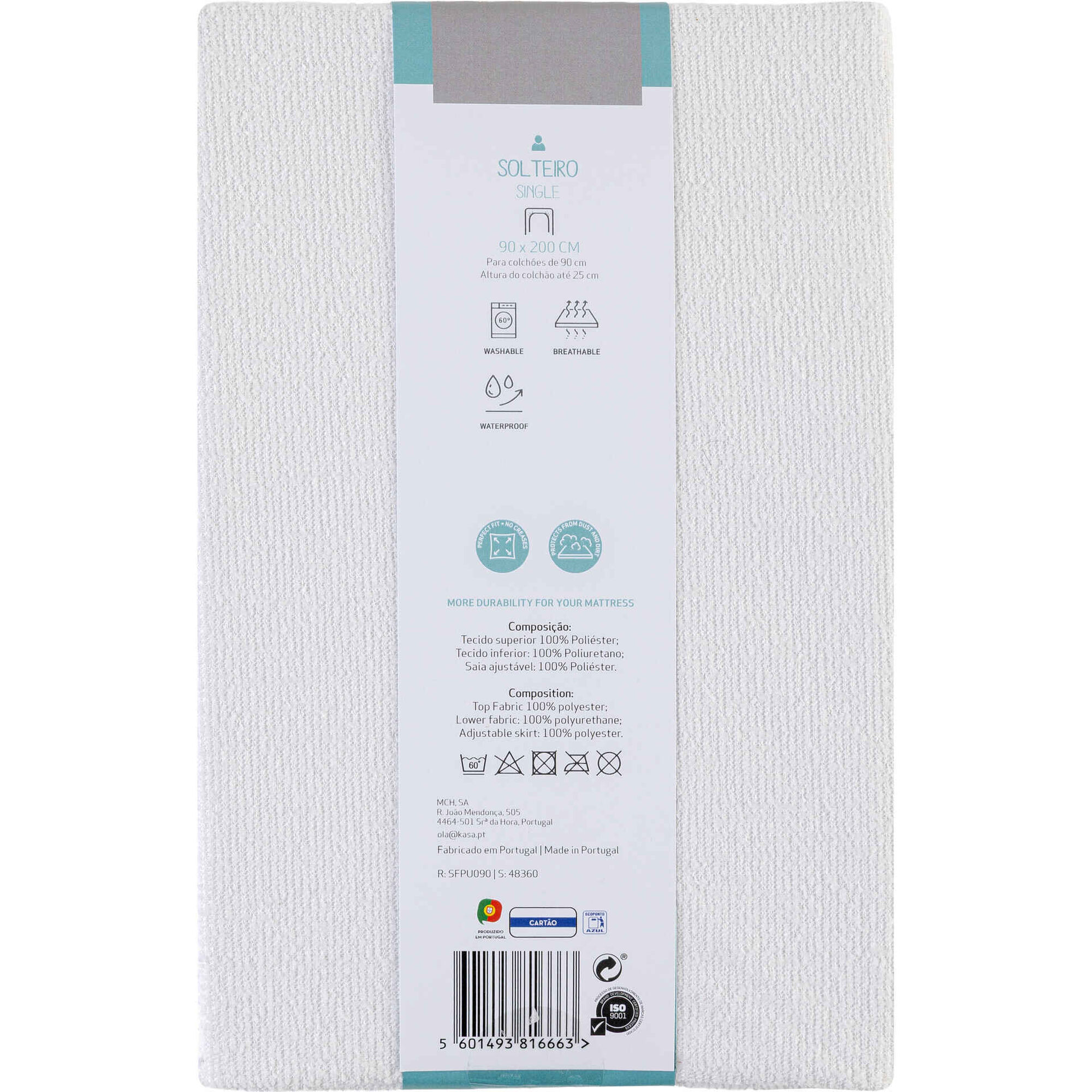 Protetor de Colch&atilde;o Imperme&aacute;vel e Respir&aacute;vel Kasa