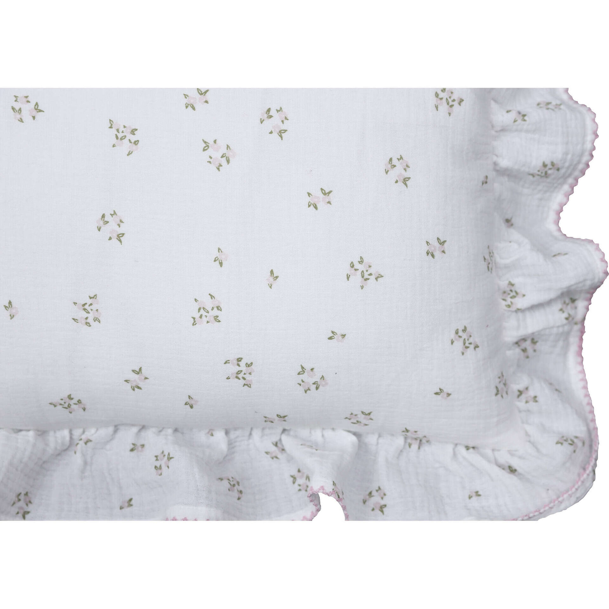 Almofada 30x50cm com Folhos Flores Branca Kasa