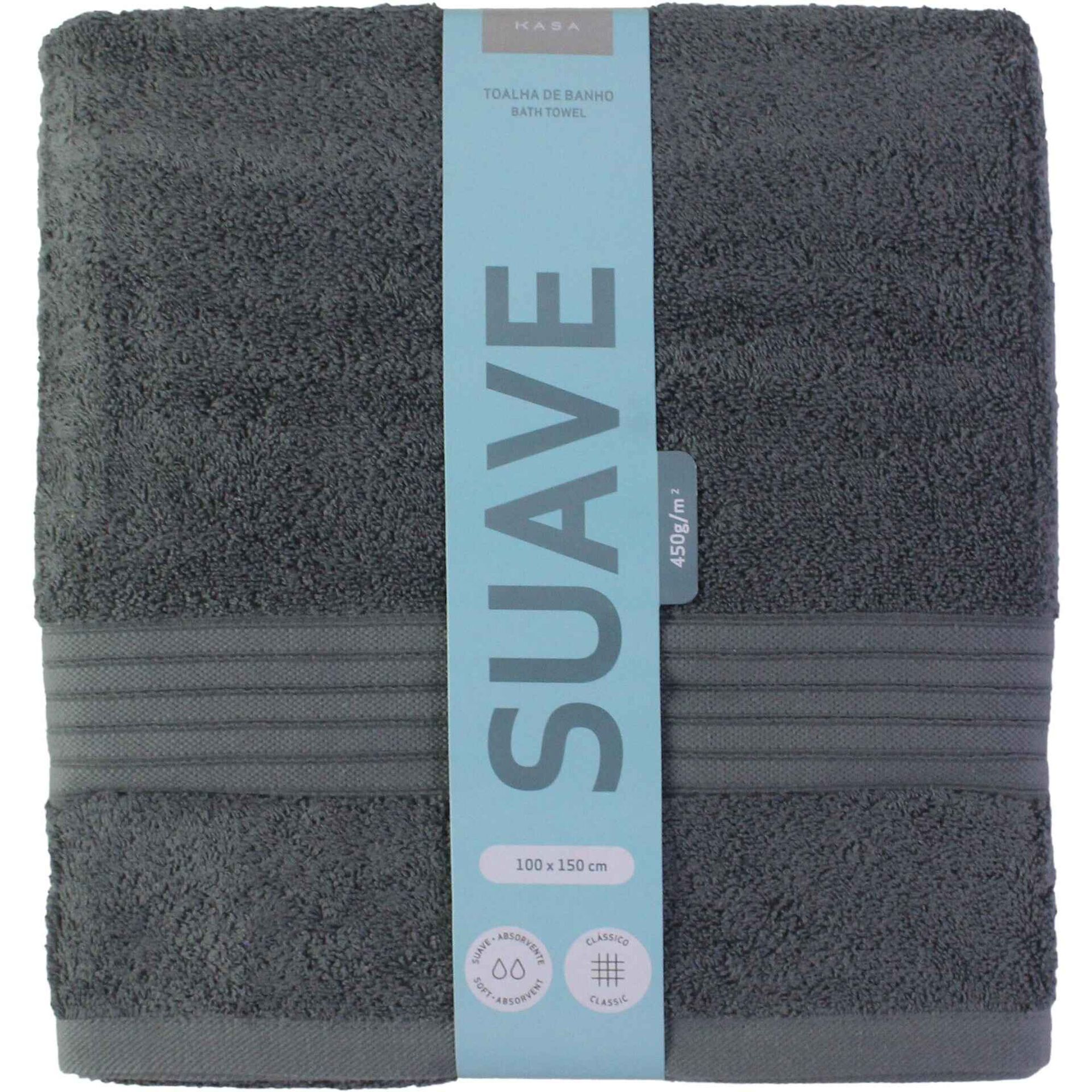 Toalha Liso Suave Cinza Escuro Kasa