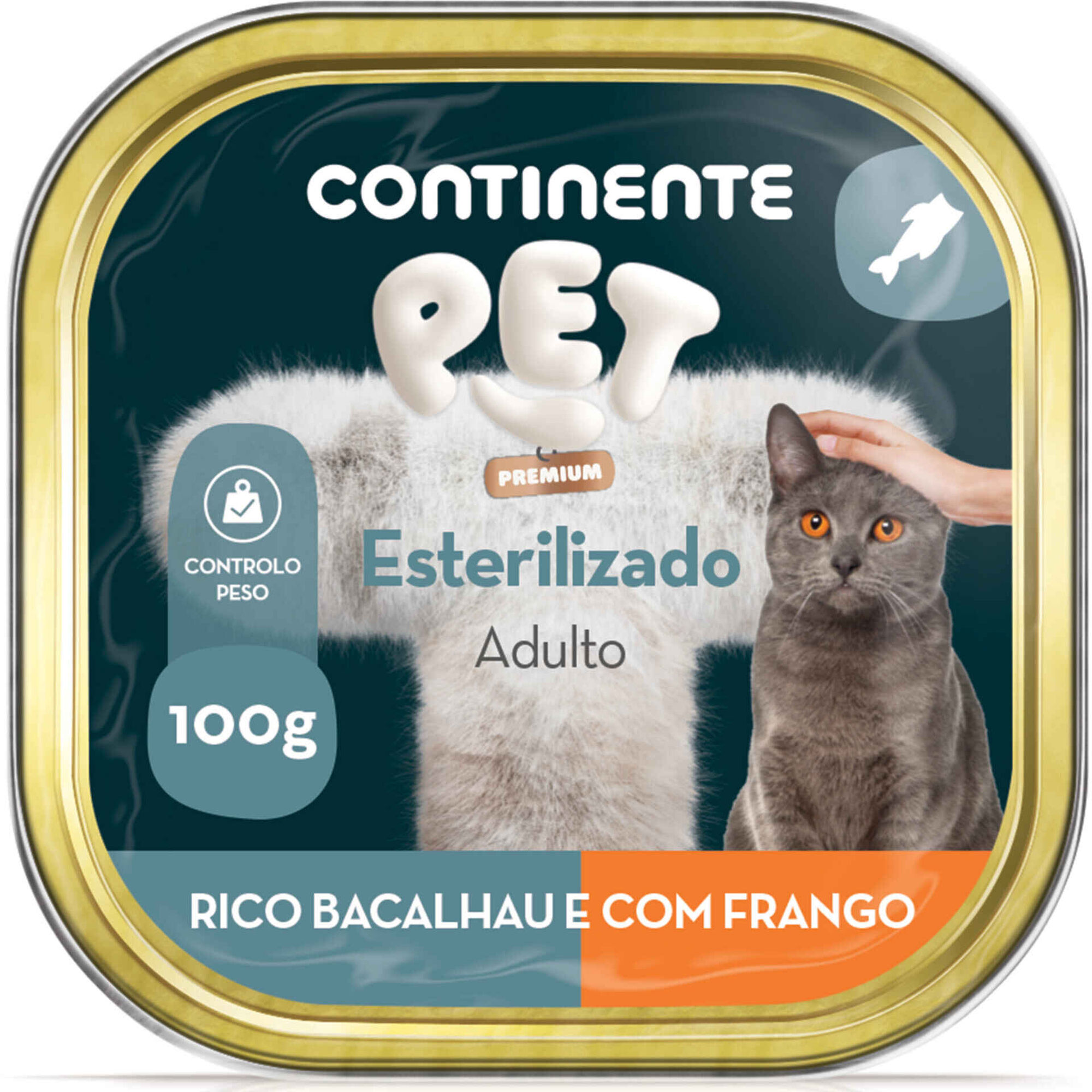 Comida H&uacute;mida para Gato Adulto Esterilizado Bacalhau e Frango Continente Pet