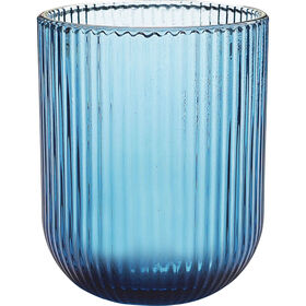 Copo Vidro 27cl Canelado Azul Kasa