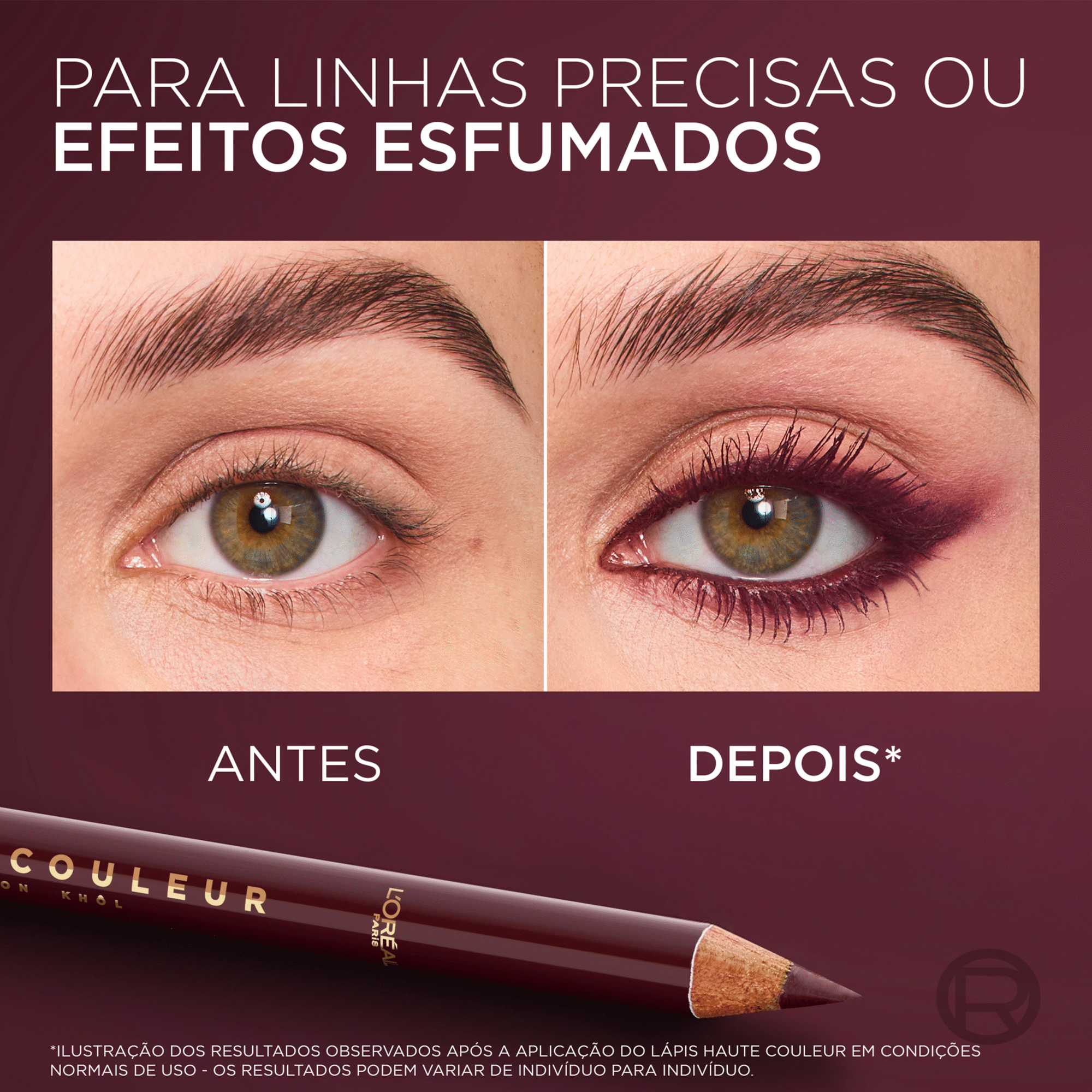 L&aacute;pis de Olhos Kh&ocirc;l Haute Couleur Bordeaux Cashmere L'Or&eacute;al Paris
