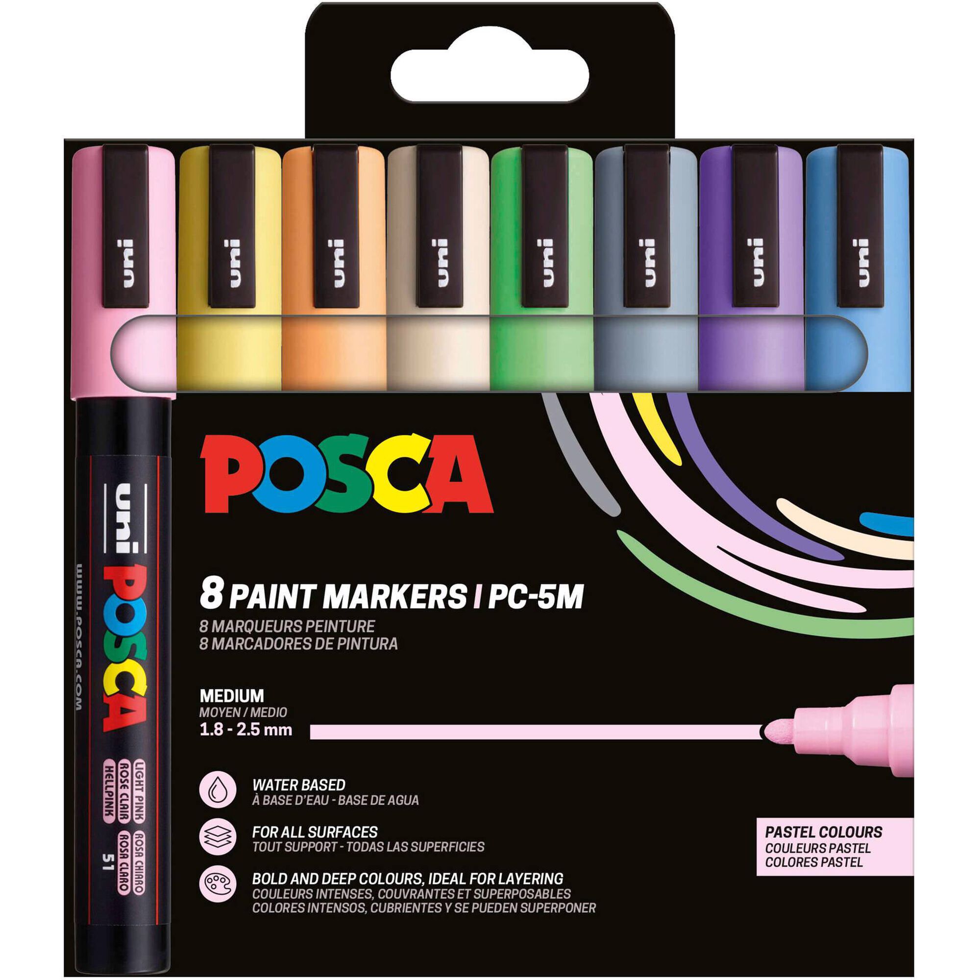 Marcador Posca Pc-5M 8P Pastel 8Un Uni