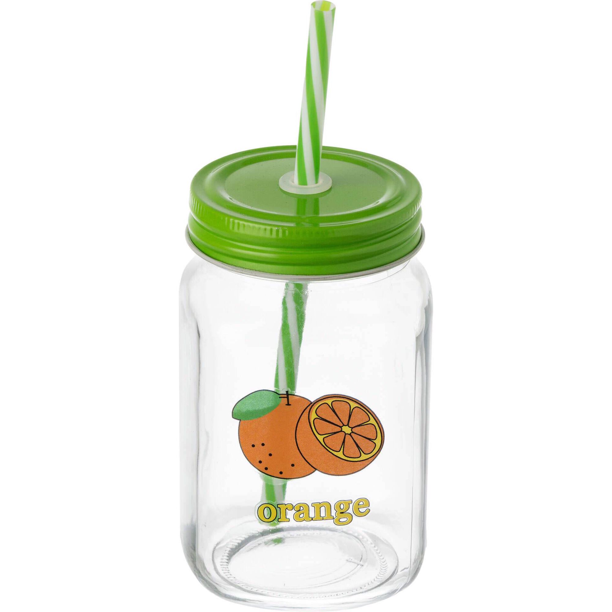 Copo com Palhinha 450ml Tampa Verde Laranja