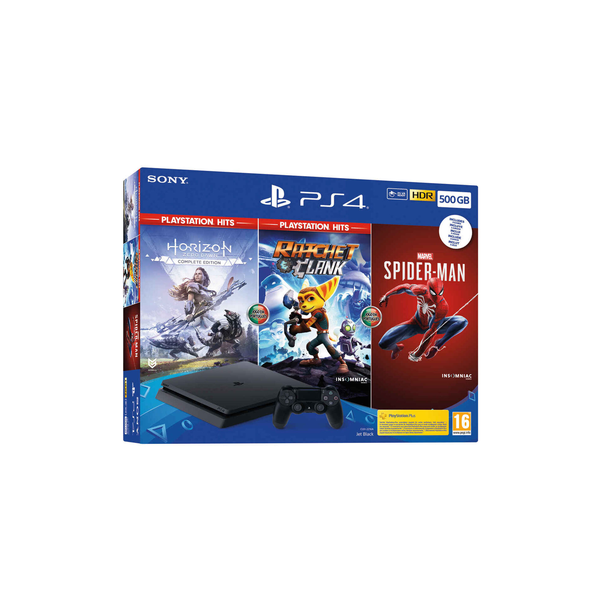 Consola Sony PS4 500GB com 3 Jogos Consola Sony PS4 500GB com 3 Jogos