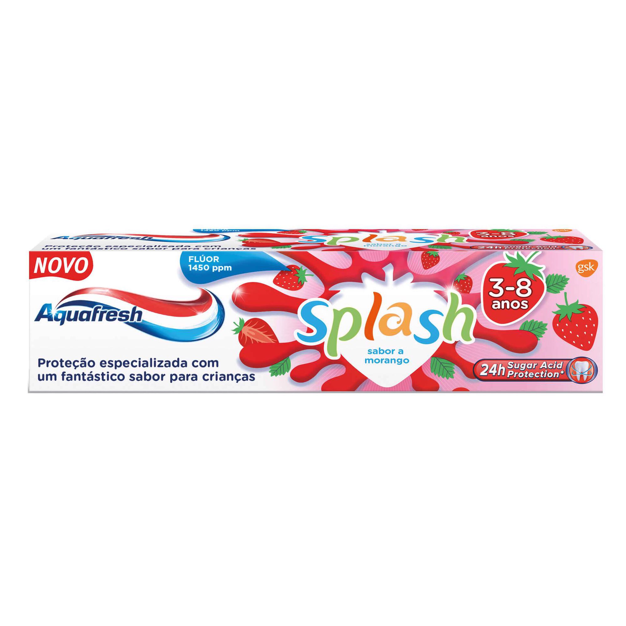 Pasta de Dentes Criança Splash Morango 3 a 8 Anos