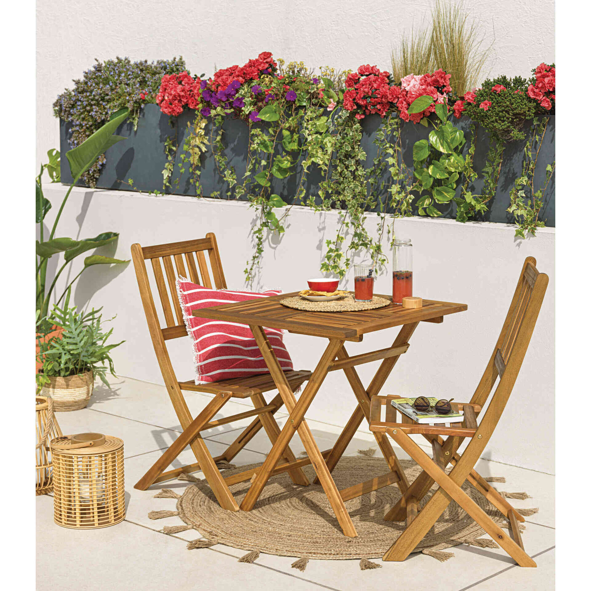 Conjunto Jardim 2 Lugares Madeira Ac&aacute;cia Kasa