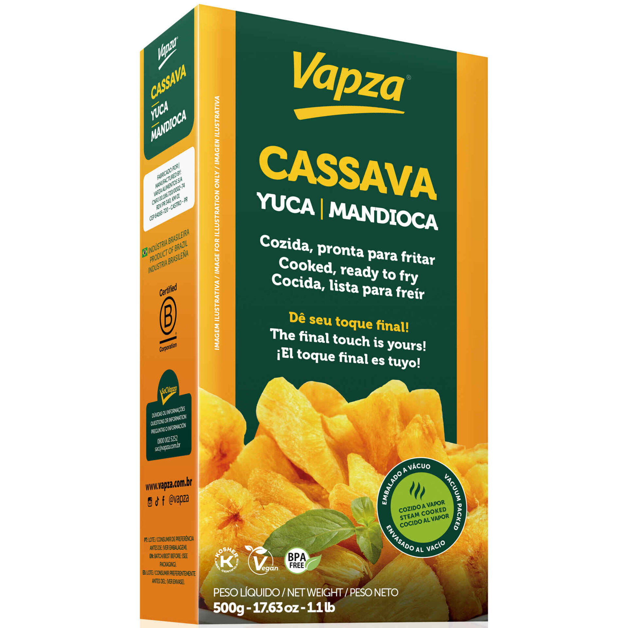 Mandioca Cozida para Fritar Vapza