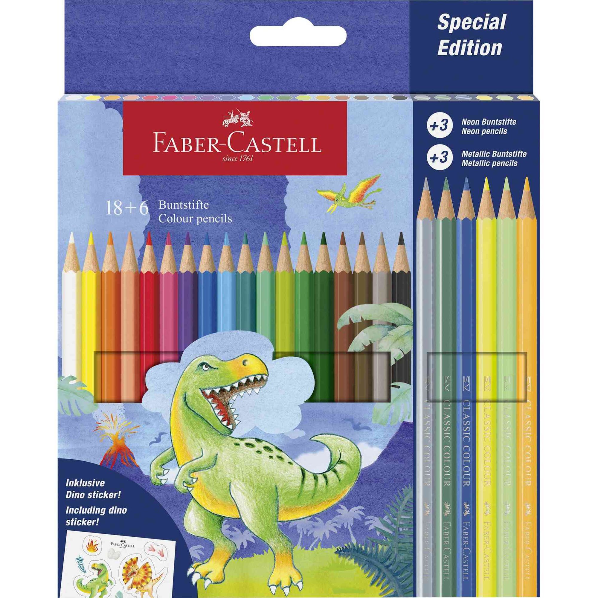 L&aacute;pis de Cor Edi&ccedil;&atilde;o Especial Dinossauro Faber-Castell