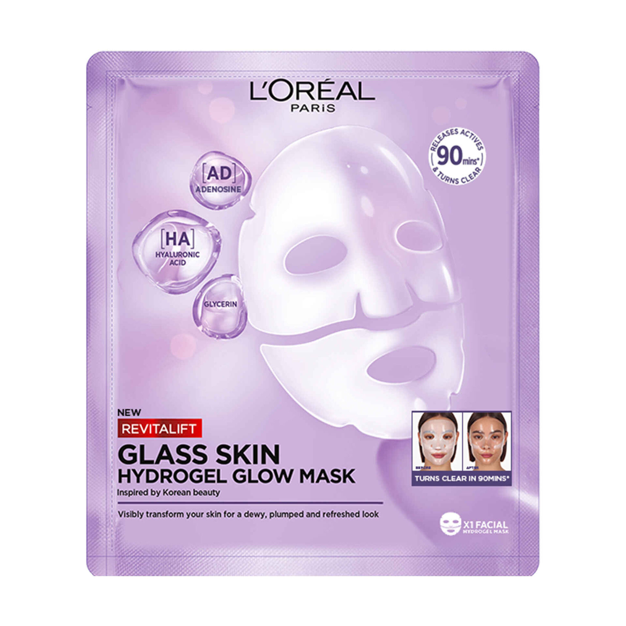 M&aacute;scara Facial Revitalift Glass Skin L'Or&eacute;al Paris
