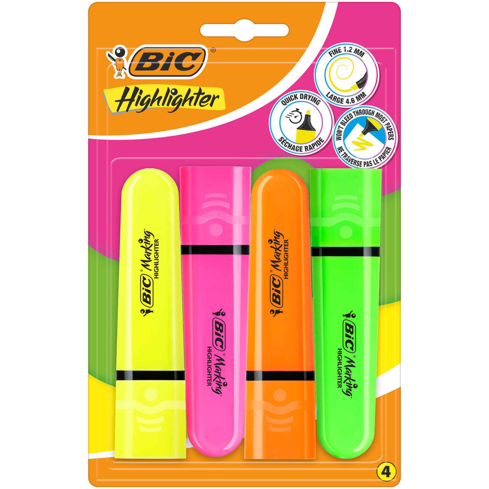 Sublinhador Flat Fluorescentes Neon 4 Unidades