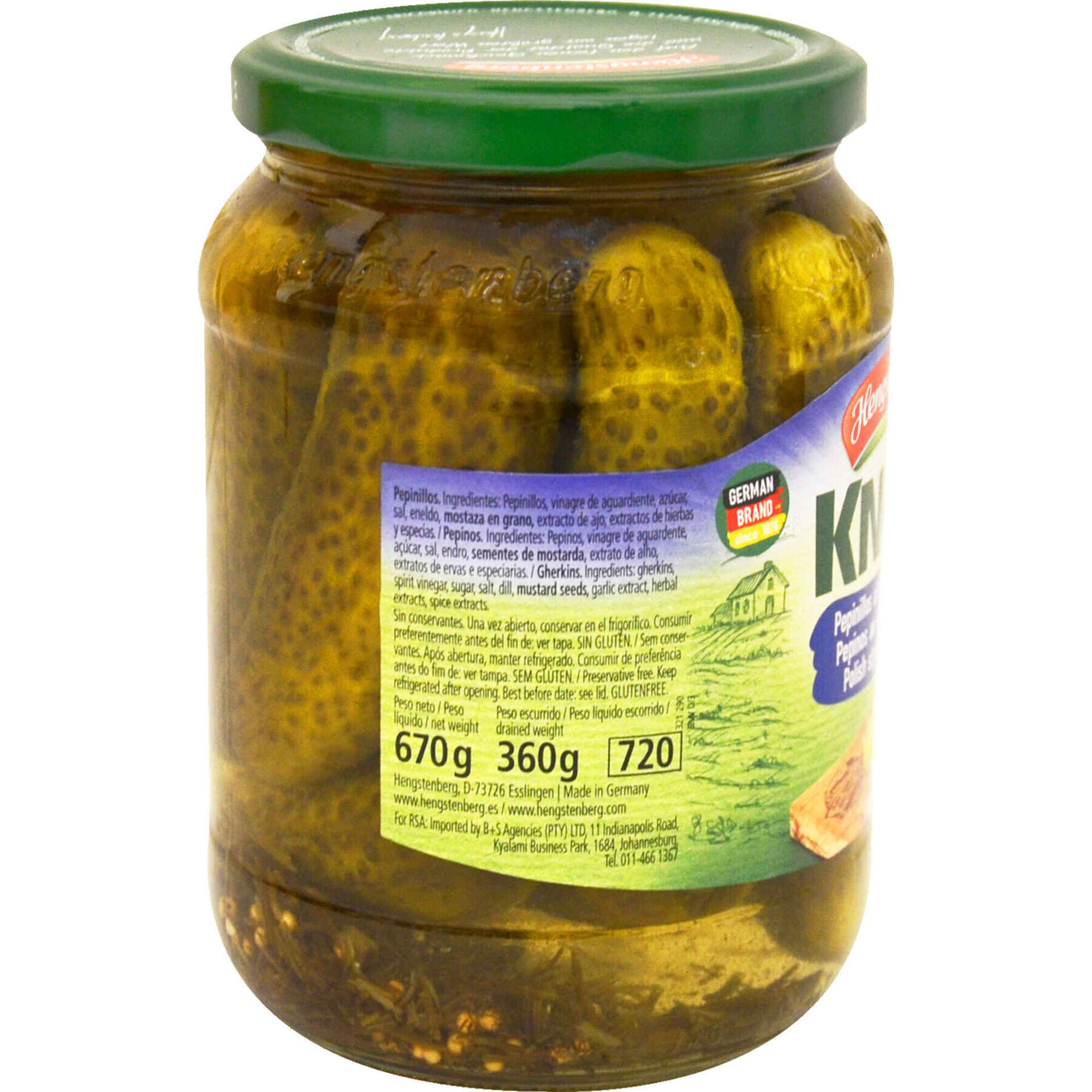 Pepino em Vinagre e Coentros sem Gl&uacute;ten Hengstenberg