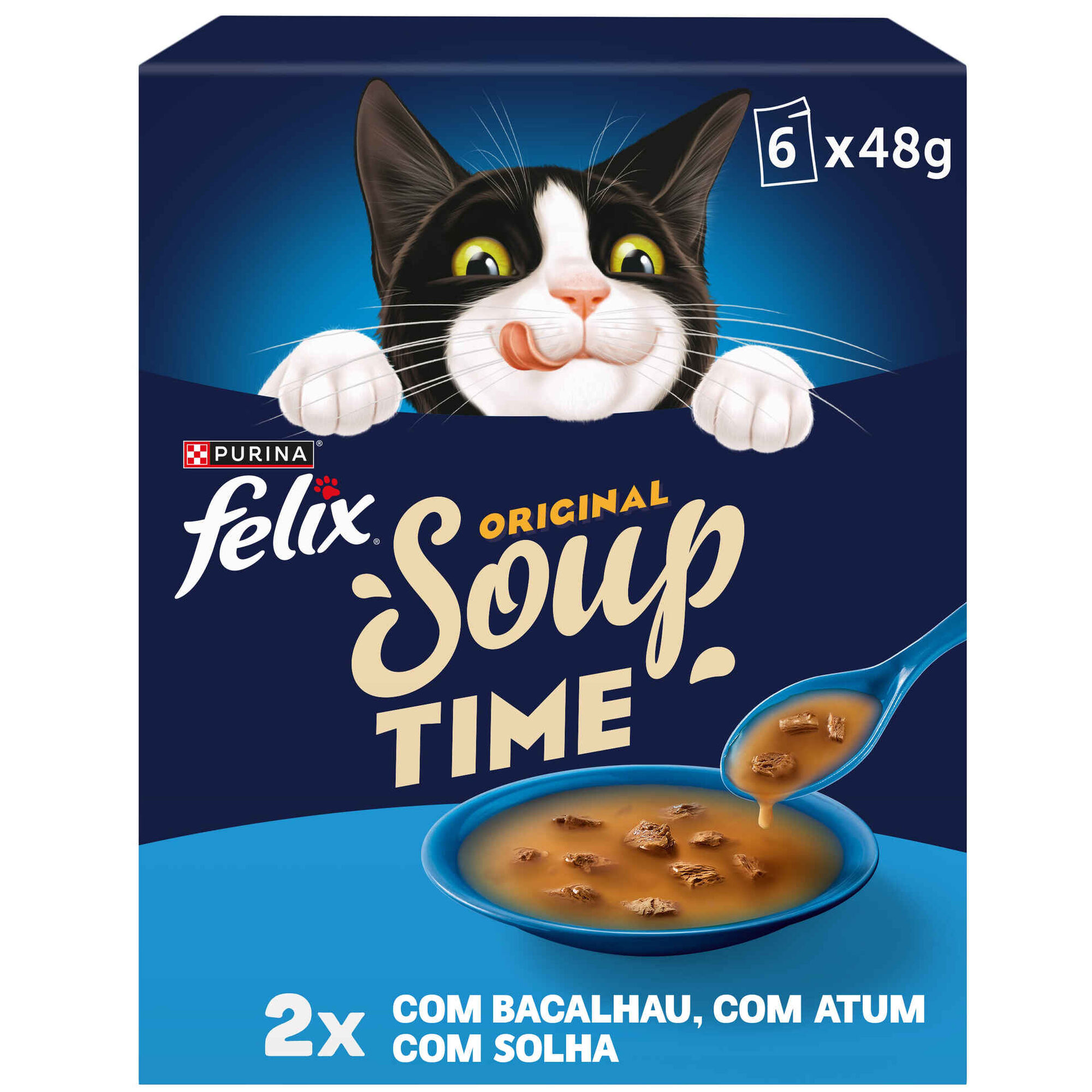 Comida H&uacute;mida para Gato Adulto Soup Original Sele&ccedil;&atilde;o Peixe Saquetas Purina Felix