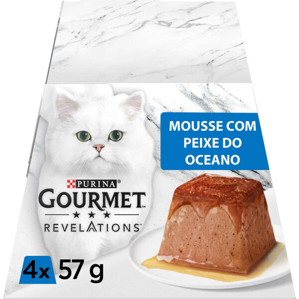 Comida Húmida para Gato Adulto Revelations Mousse Peixe do Oceano Terrina Purina Gourmet