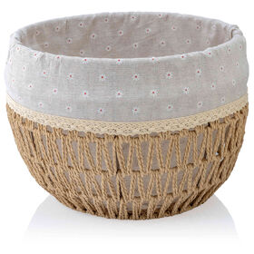 Cesto Alto com Flores Bordadas 35x27cm Kasa