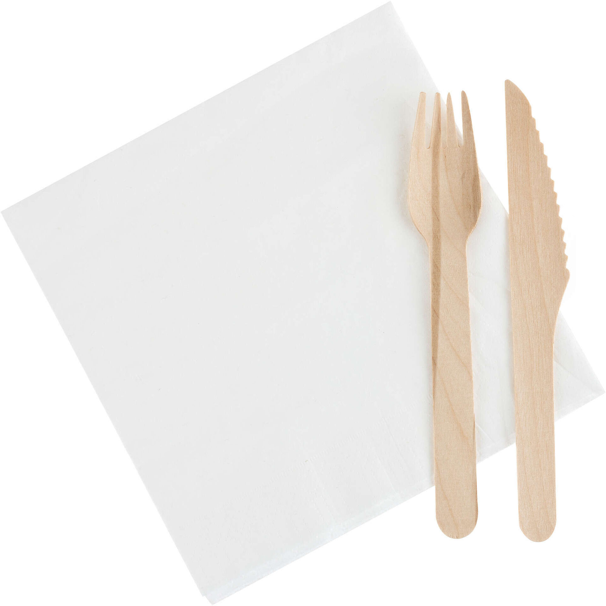 Conjunto Garfo e Faca Madeira e Guardanapo