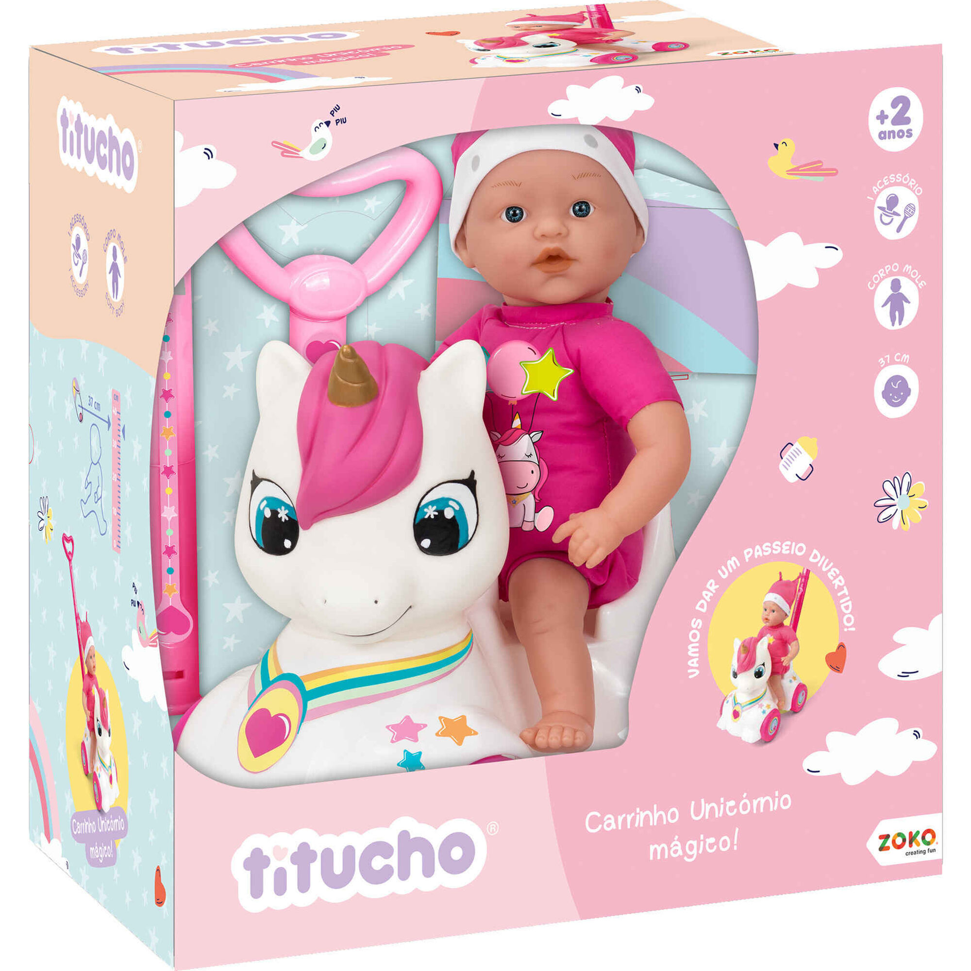 Boneco Titucho com Andador Unicórnio