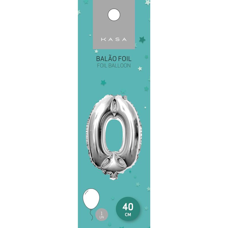 Balão Foil 40 cm nº0 Prateado Kasa