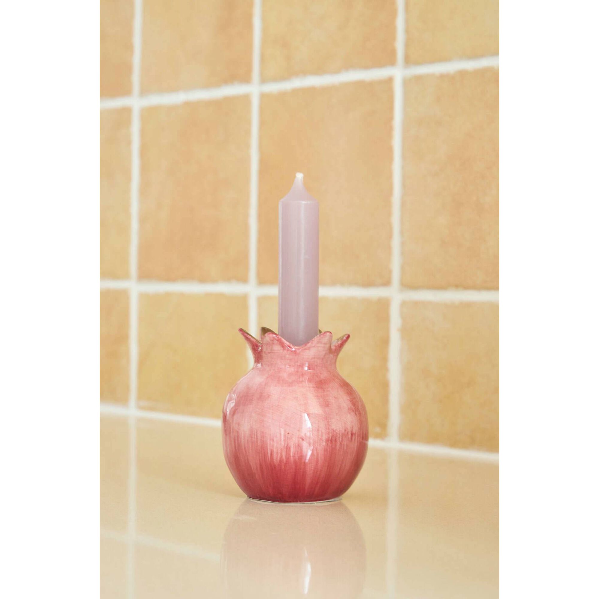 Porta Vela Beterraba 8x9cm Rosa Kasa