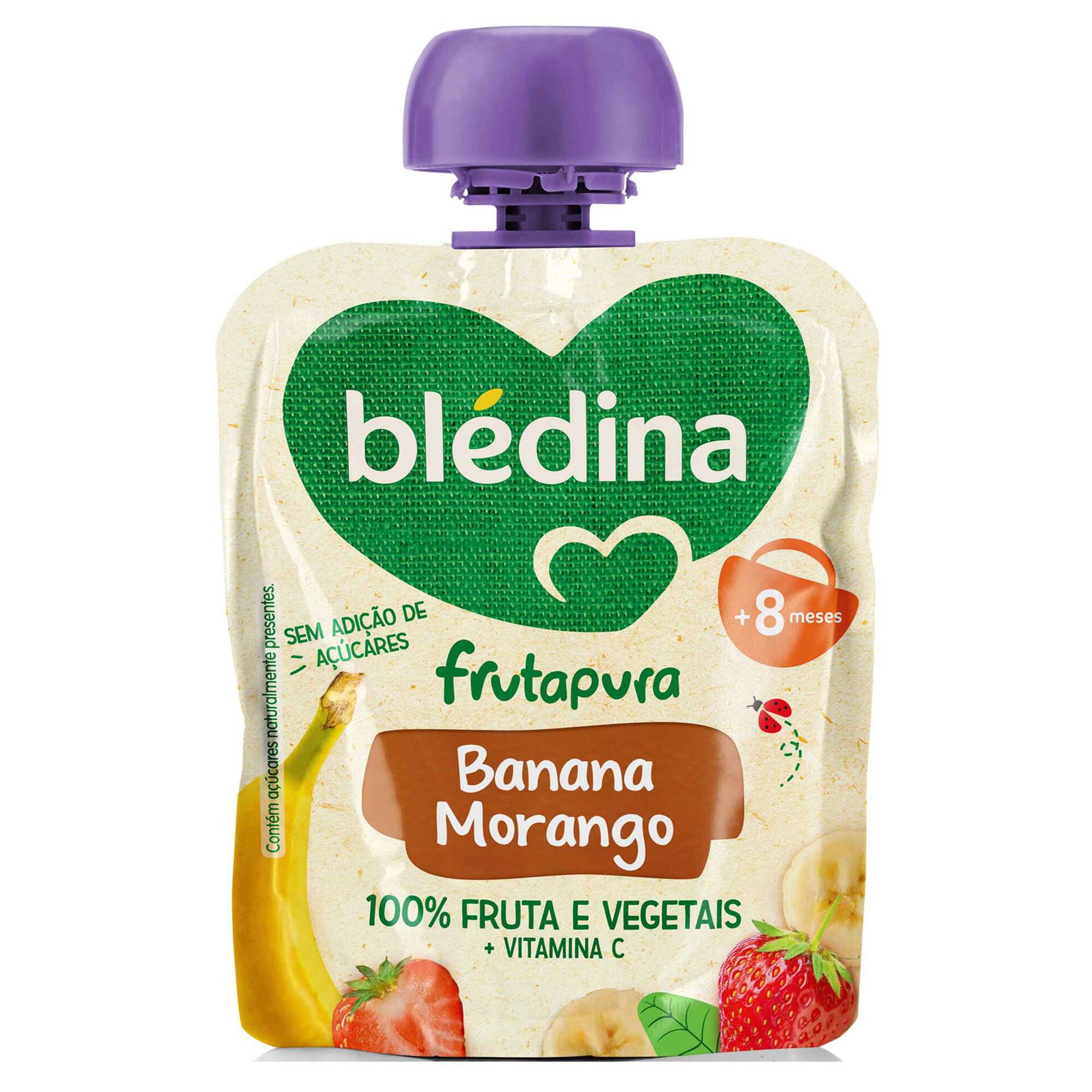Saqueta de Fruta Banana e Morango Frutapura +8M