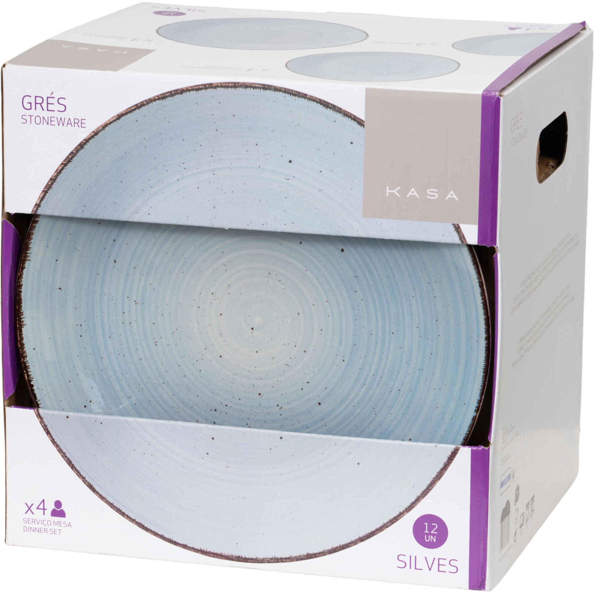 Servi&ccedil;o 4 Pessoas Handpainted Azul Silves Kasa