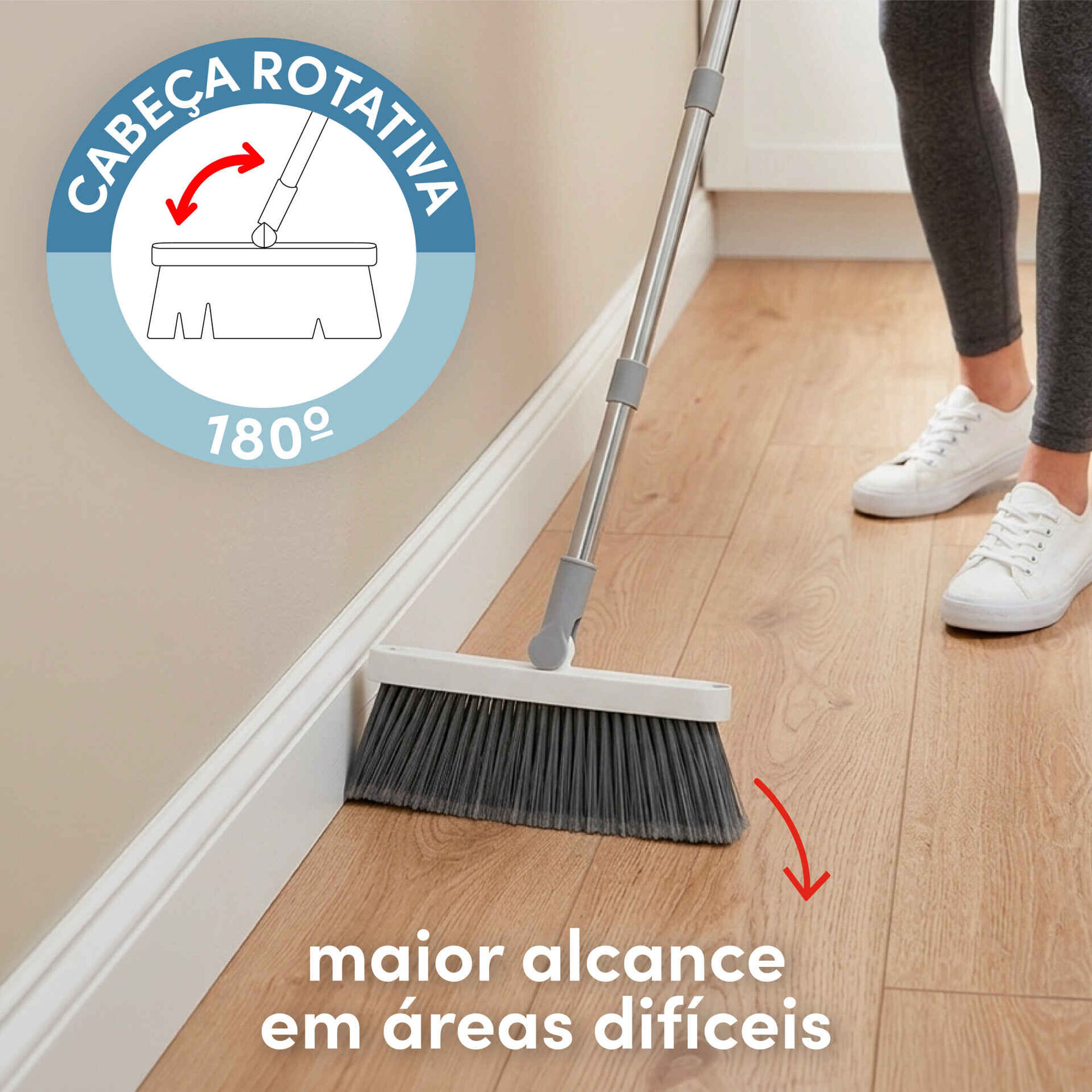 Conjunto Vassoura e P&aacute; com Cabo Dobr&aacute;vel Kasa