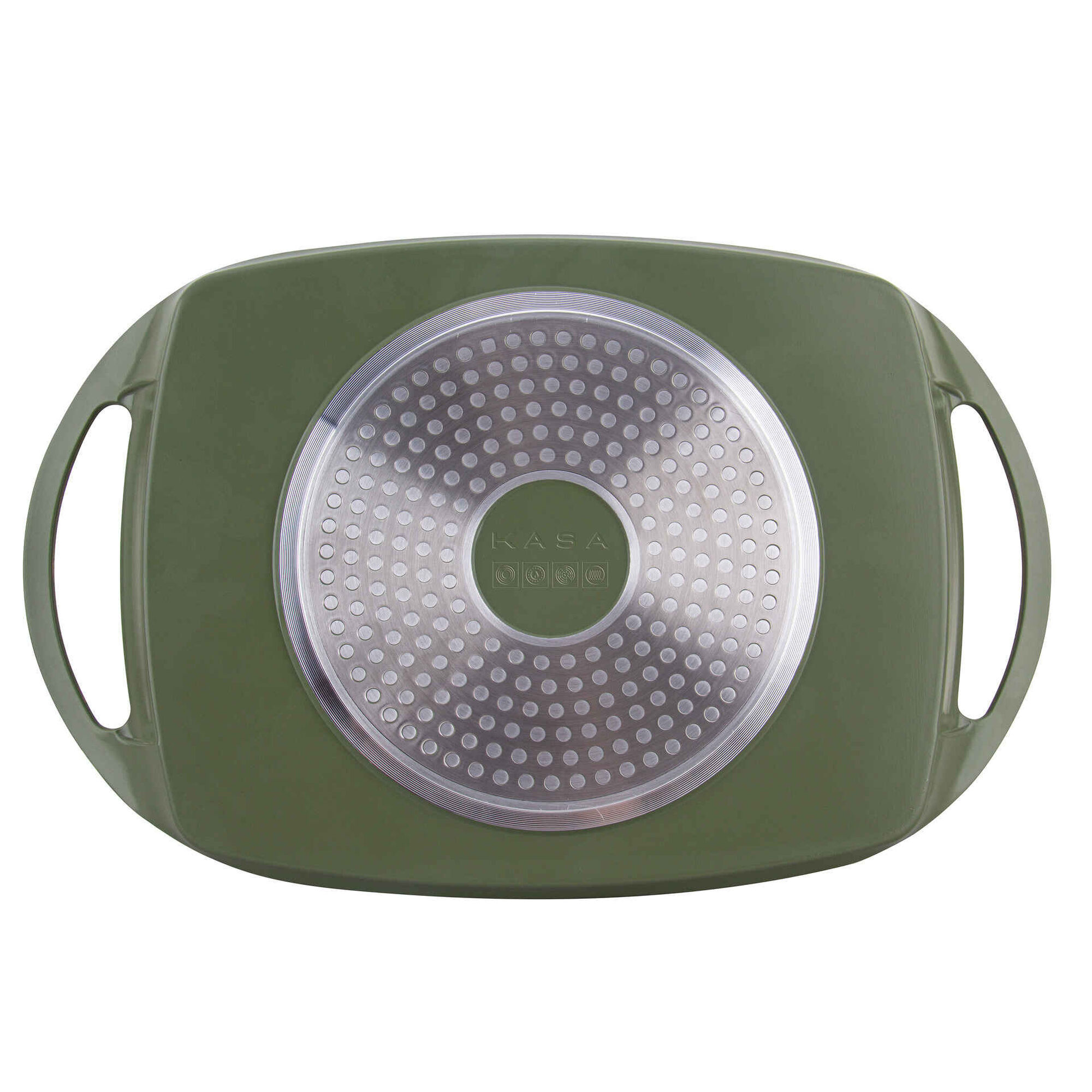 Tabuleiro Grelhador Antiaderente Alumínio 36x23cm Verde Oliveira Gourmet