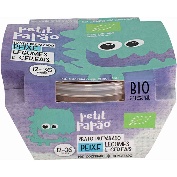 Refeição Peixe com Legumes e Arroz Biológico Bebé +12M Petit Papão