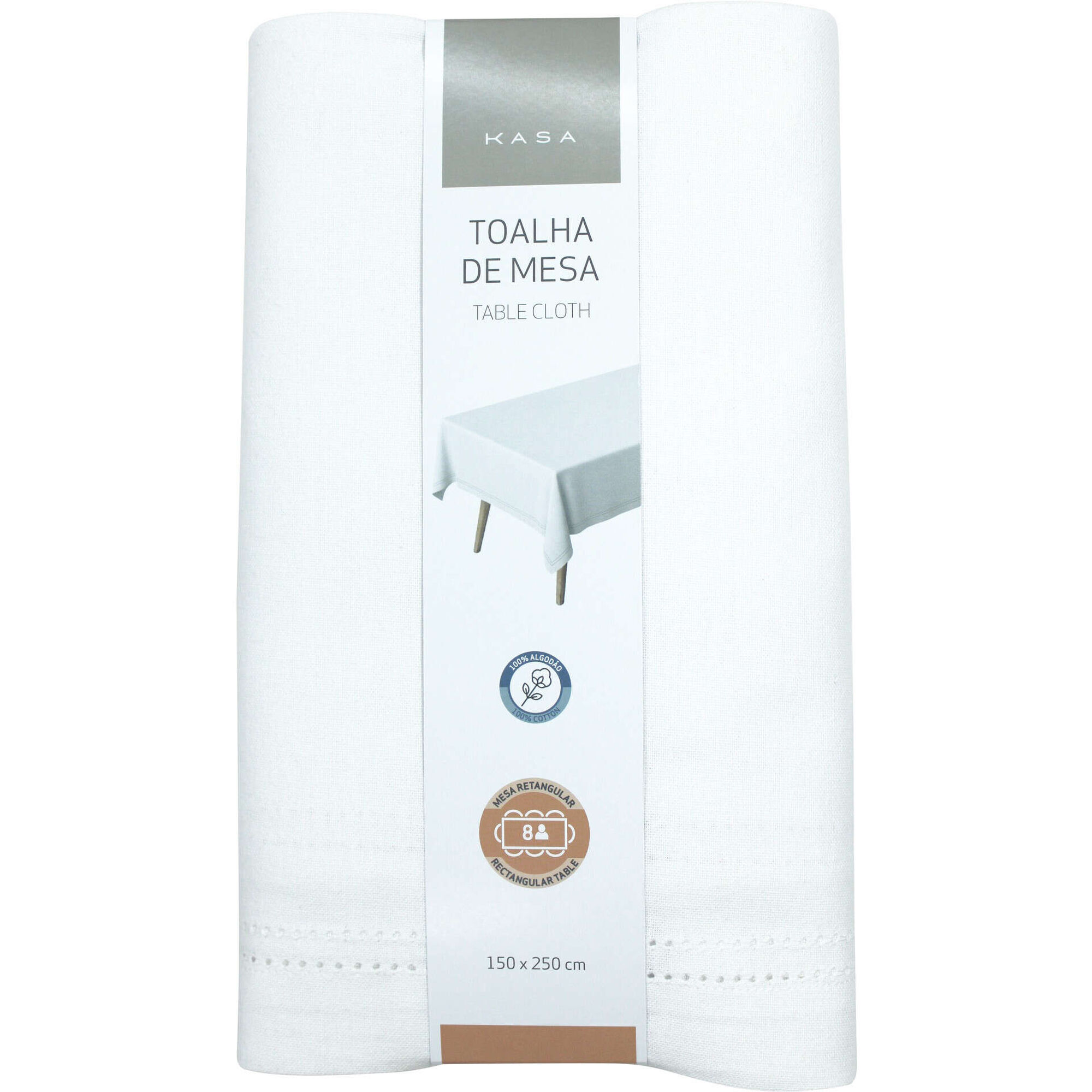 Toalha de Mesa 250x150cm Branca Kasa
