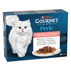 Comida H&uacute;mida para Gato Adulto Finos Peda&ccedil;os em Molho Purina Gourmet Perle