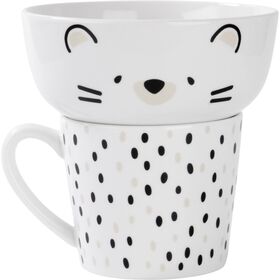Conjunto Caneca 370ml e Taça 520ml Gato Pintas