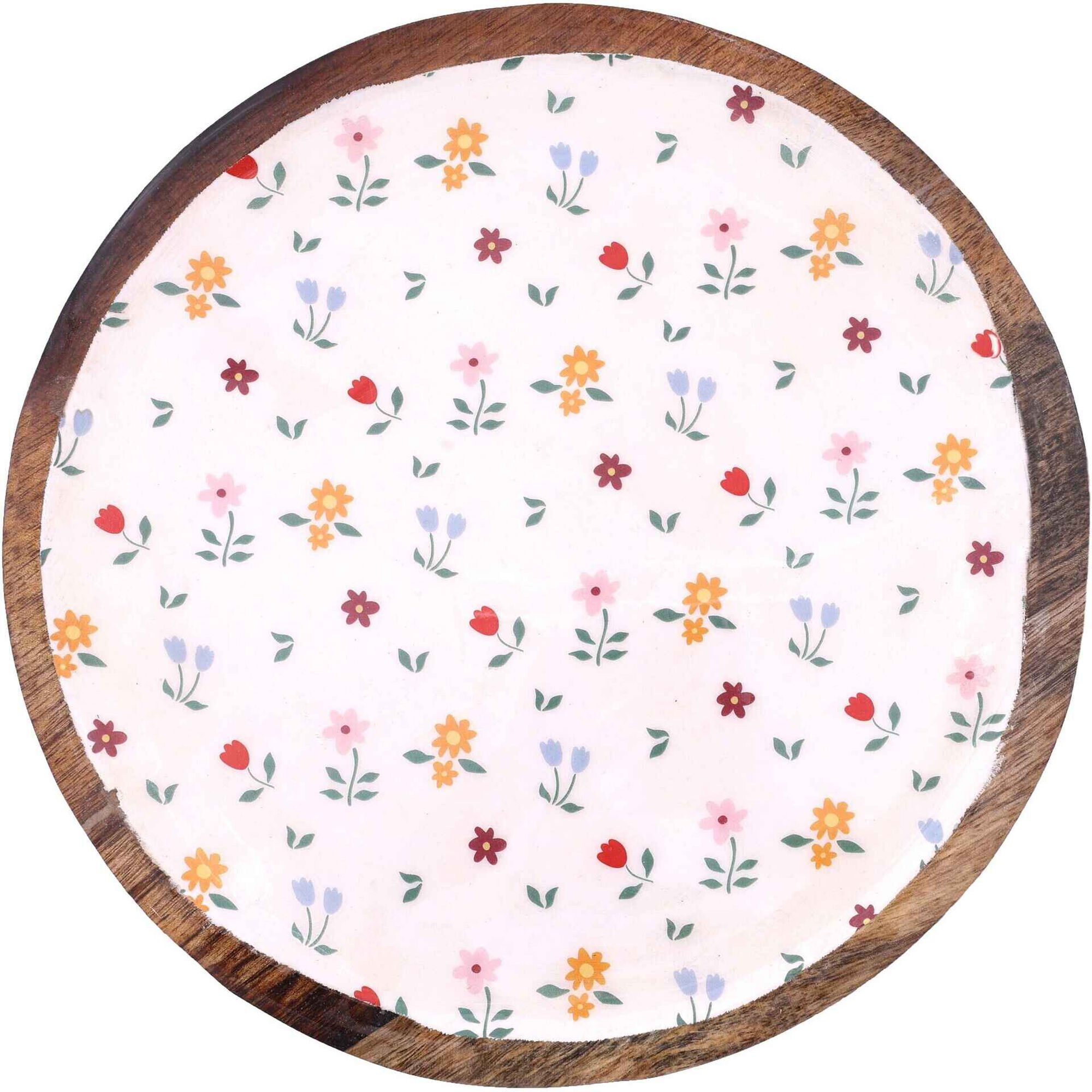 Tabuleiro Redondo 22cm Flores Casa em Flor Kasa